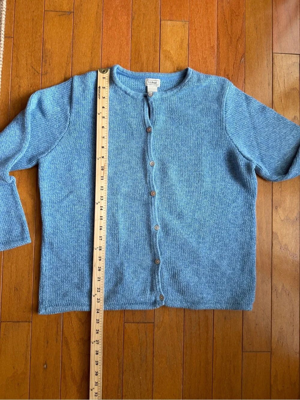 LL Bean Blue Cotton Cardigan Sweater Women’s Size XL Cabincore Heavyweight